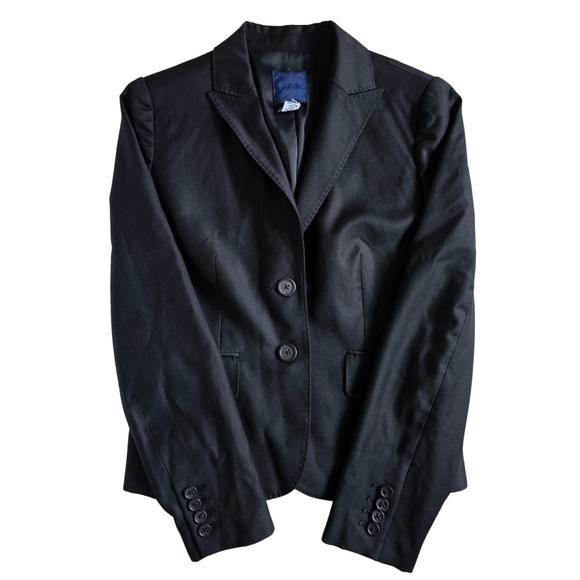 J Crew Blazer Jacket Womens 2 Black Two Button Super 120s Wool Career Schoolboy - Picture 1 of 4